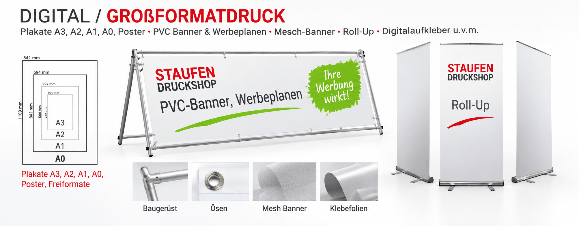 Großformatdruck Plakate, Poster, PVCBanner, Roll-Up 